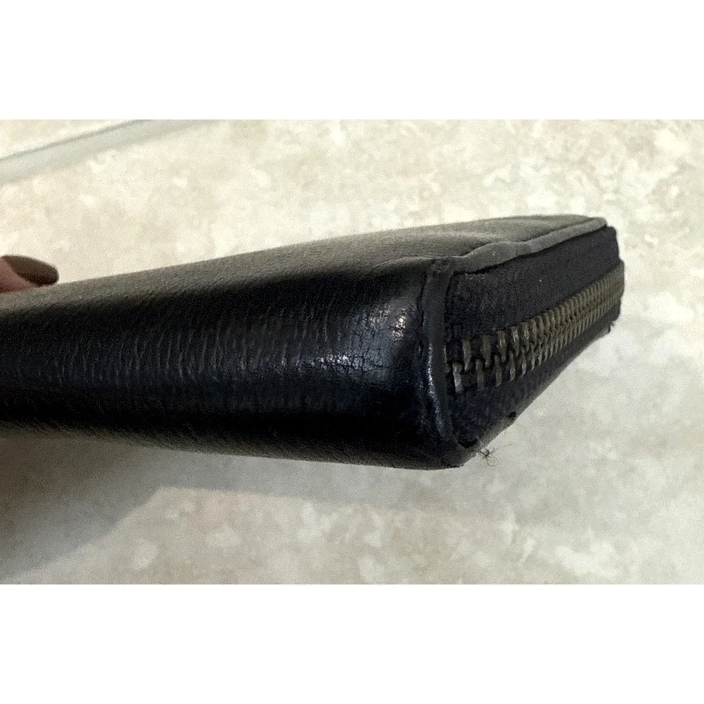 Fossil Black Zip-Around Leather Wallet